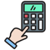 A hand using a car accident compensation payout calculator